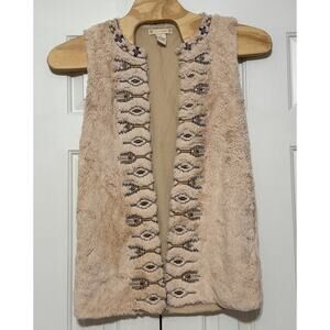 Flying Tomato Faux Fur Boho Southwestern Flyaway Vest, Size M